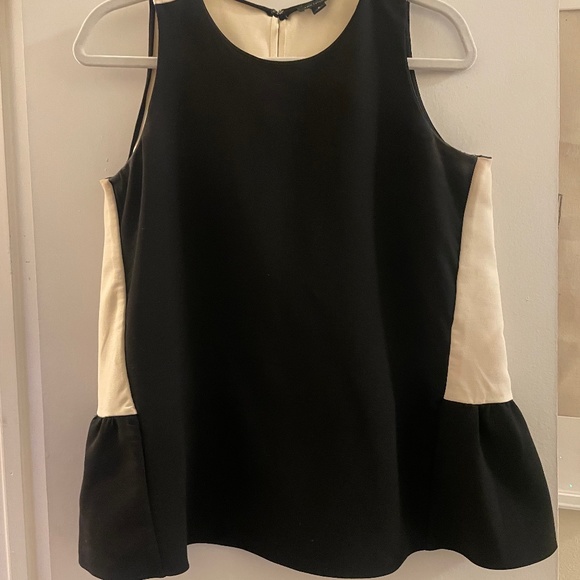 Ann Taylor White/Black Peplum Sleeveless Blouse, M - Picture 1 of 3